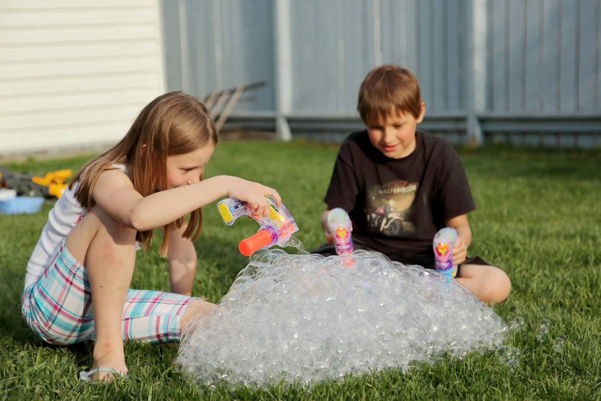 Backyard bubble fun