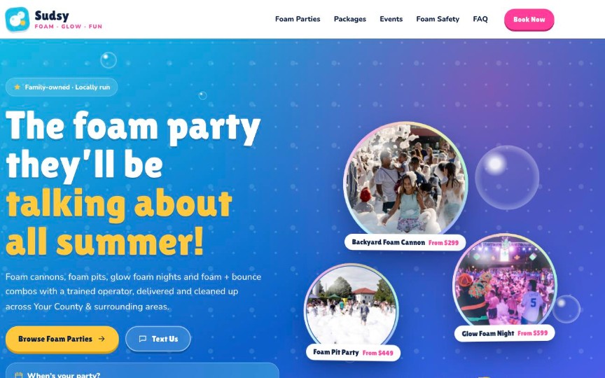 Bubble Bash website design preview