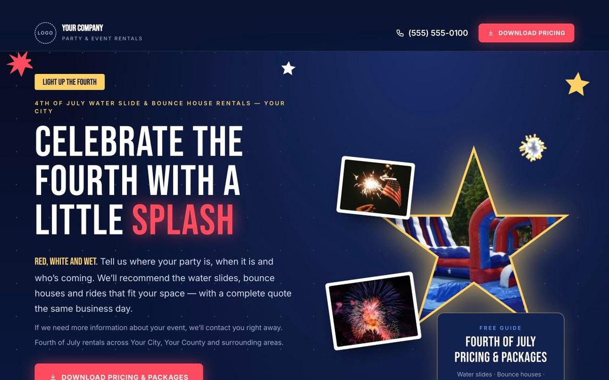 Grand Finale Fireworks Fourth of July landing page preview
