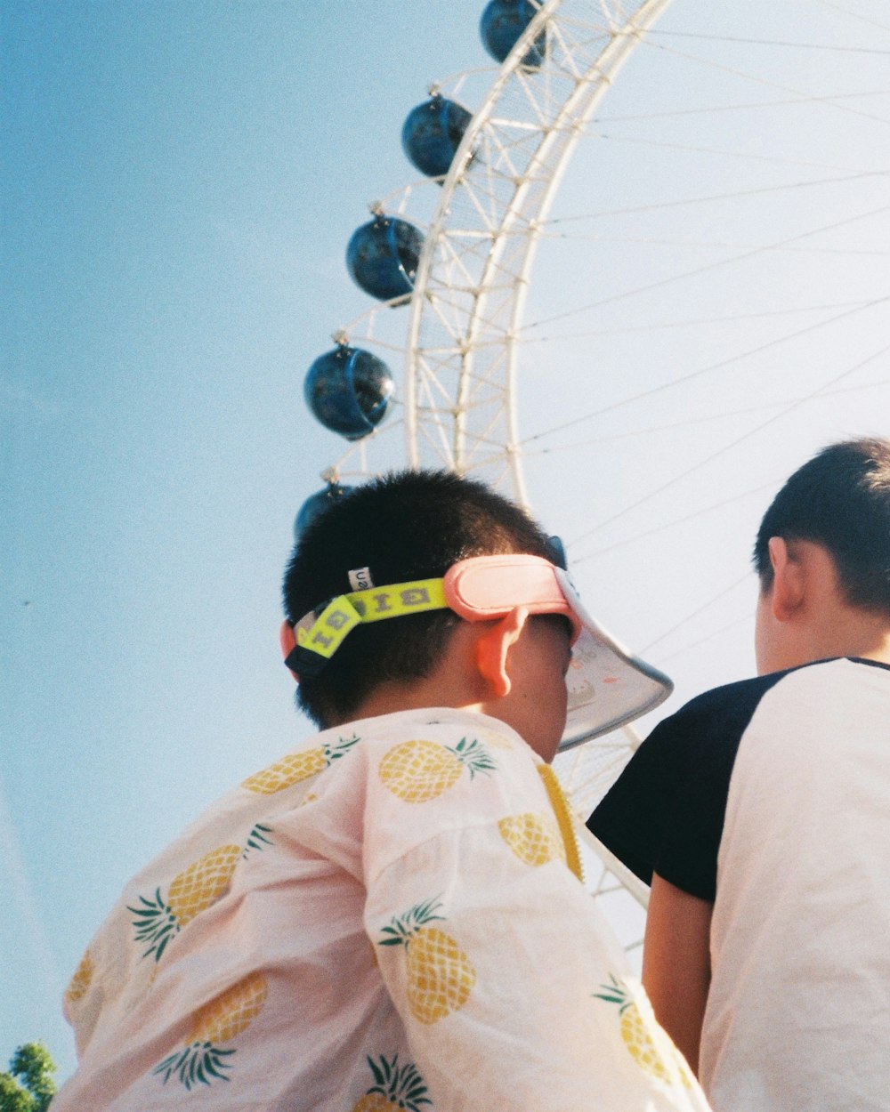 Friends riding the Ferris wheel