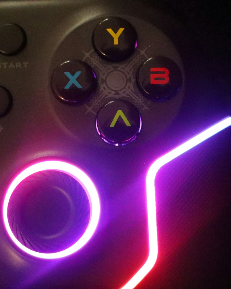 Glowing gaming setup with LED lights
