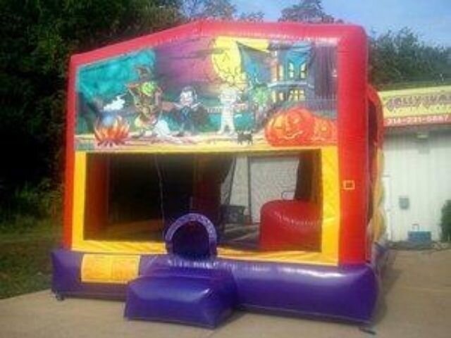 A Halloween bounce and slide combo