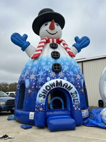 A snowman igloo bounce house