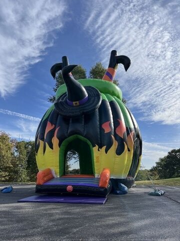 A witches cauldron bounce house