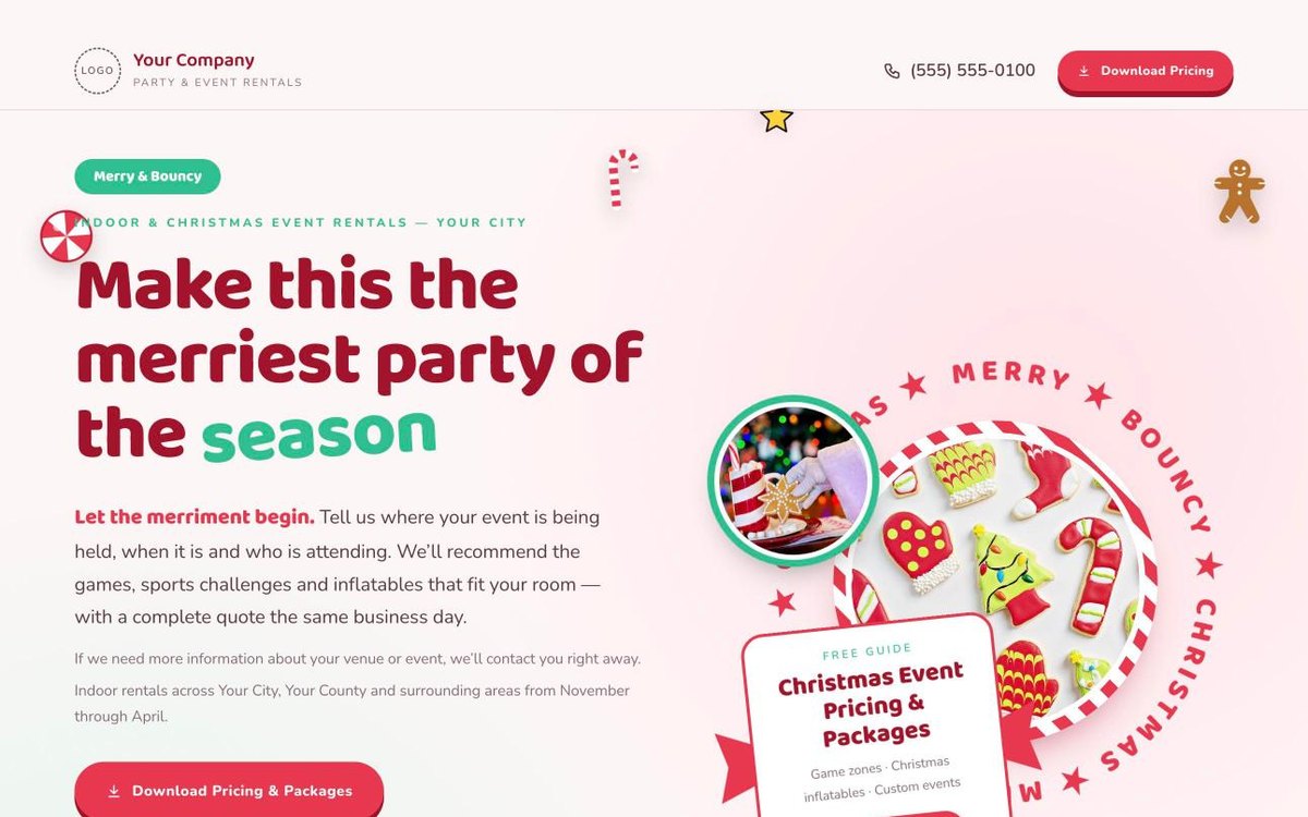 Candy Cane Lane Christmas landing page preview