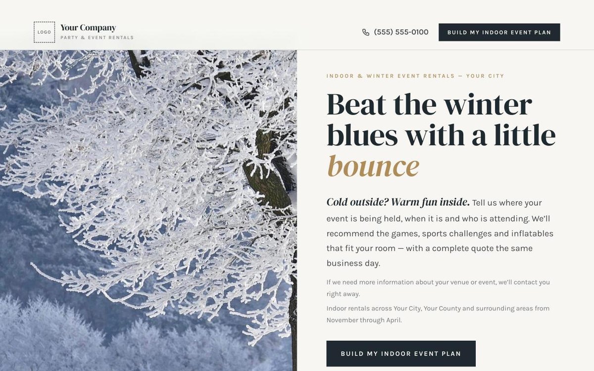 Winter Chapters landing page preview