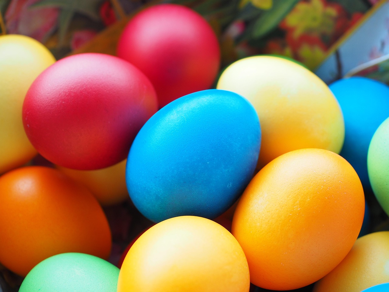 Brightly coloured Easter eggs